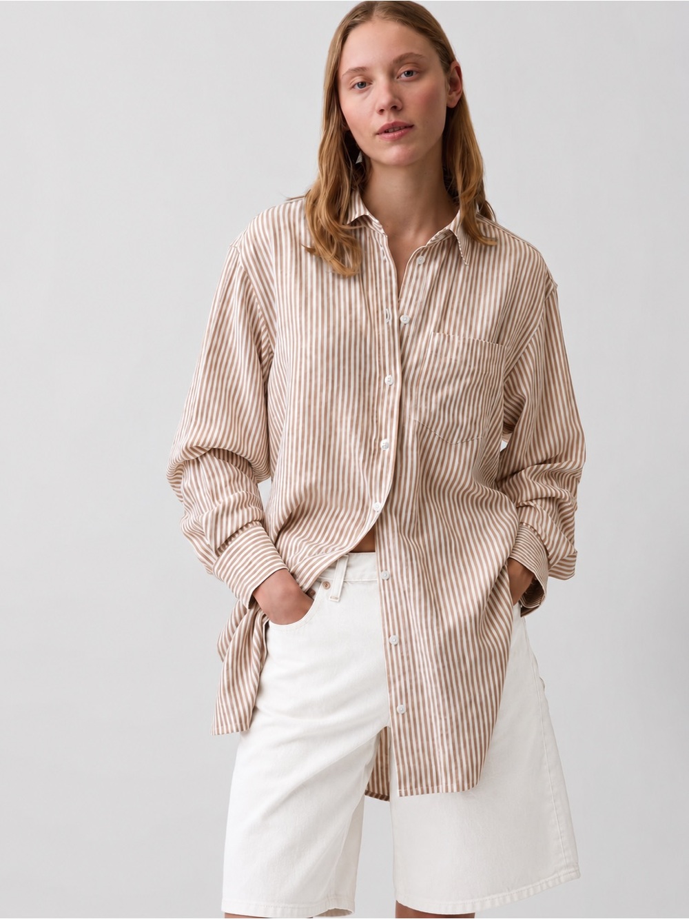 Gap Striped Button Down Tunic Sz M